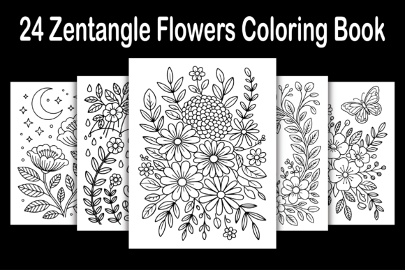 Download 24 Zentangle Flowers Coloring Book - Zentangle Collection